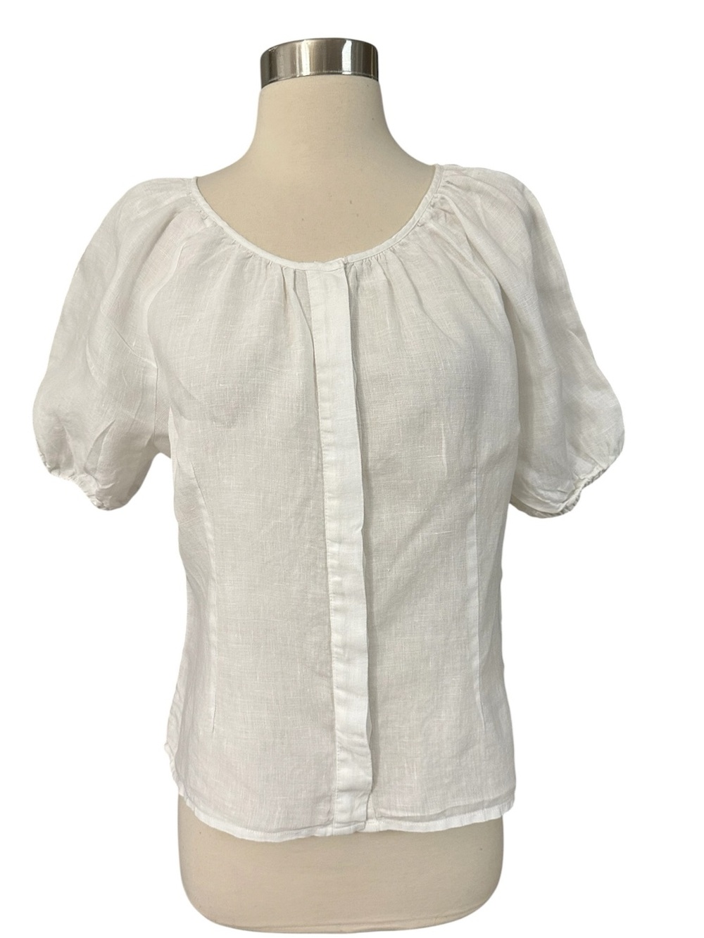 J. Crew White Puff-Sleeve Tie-Neck Blouse - Picture 3 of 13